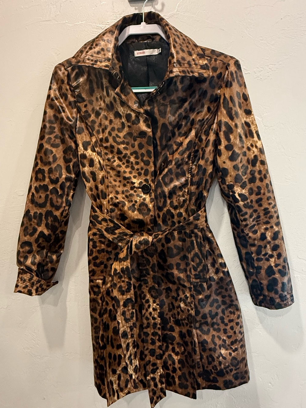 GEORGIOU Leopard Print Trench Coat - Brown & Black